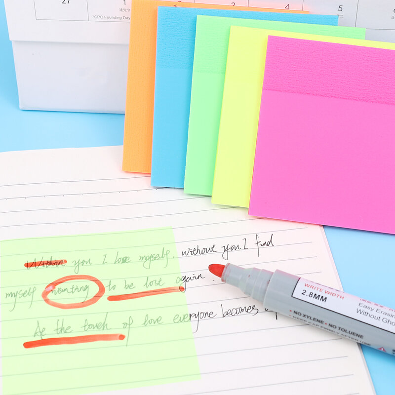 50 Sheets Waterproof PET Transparent Sticky Notes Daily Wirting Self-Adhesive Memo Pad Student School Office Stationery