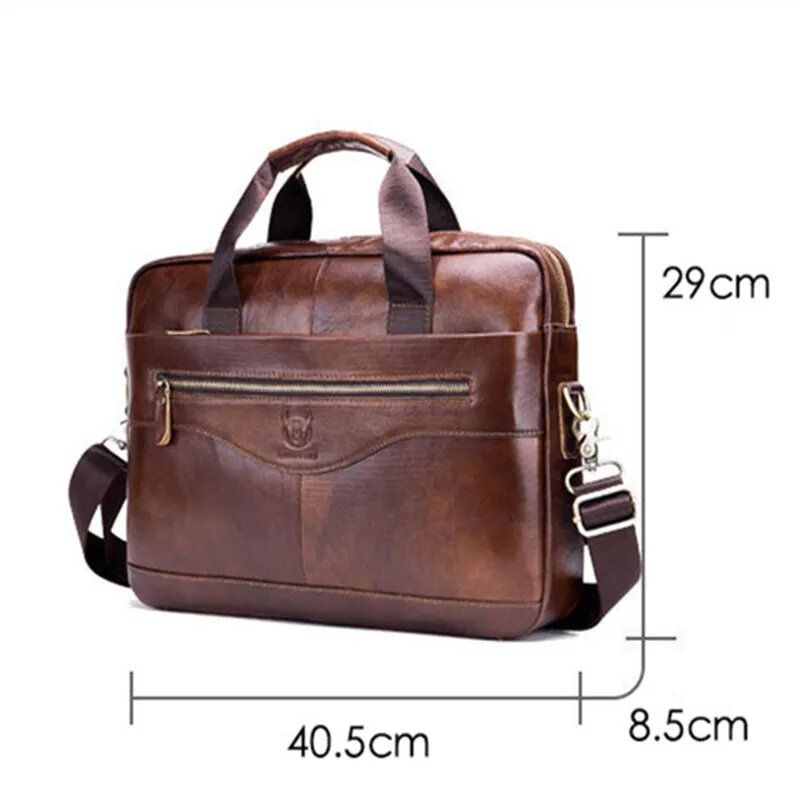 Tas kantor kulit asli Vintage pria, tas jinjing Laptop bisnis kualitas tinggi tas selempang mewah untuk pria