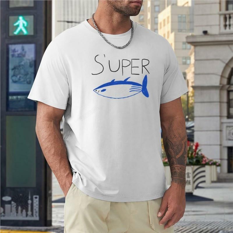 Camiseta negra de Super Tuna Jin para hombre, camiseta de manga corta con cuello redondo, camisetas gráficas, Camiseta de algodón para hombre, tops de cuello redondo