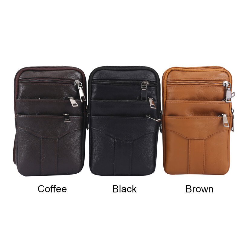 Men Stylish Crossbody Bag Multi-Layer Leather Simple Shoulder Bag Lightweight Coin Phone Purse Male Travel Outdoor Bag