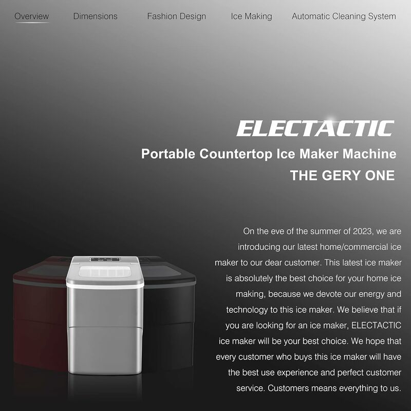 Electactic Countertop Portable Ice Maker, máquina de auto-limpeza, 2 Mode, Contador, 30lbs, 5Mins, 24h