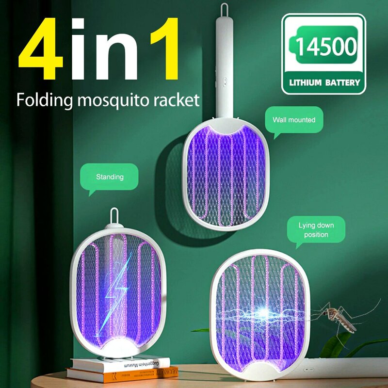 Trappola per scacciazanzare elettrica pieghevole trappola per zanzare ricaricabile USB con racchetta per zanzare con Zapper per insetti a luce UV 3000V