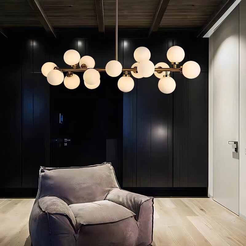 Lámpara de araña Led de bola de cristal, accesorios de techo para sala de estar, decoración nórdica moderna G4 Chihuly Kitchen Island, luz para el hogar