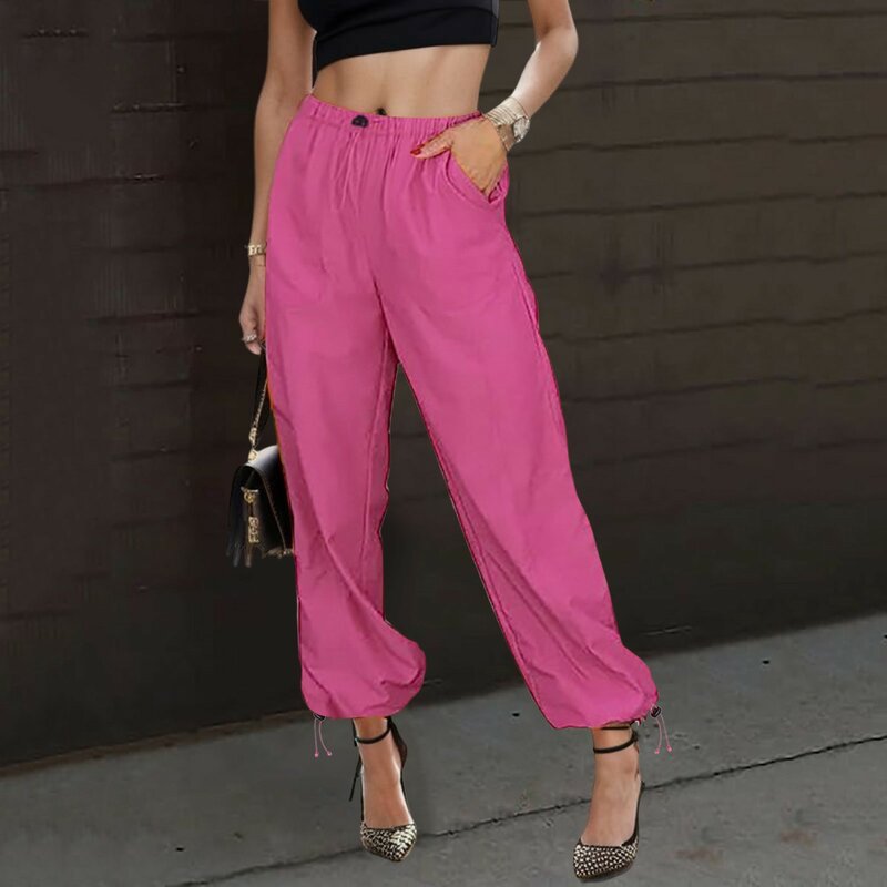 Calça de cintura alta feminina, bodycon sexy, roupa de rua coreana, calças largas cor-de-rosa femininas compridas, moda verão, Y2K, 2023