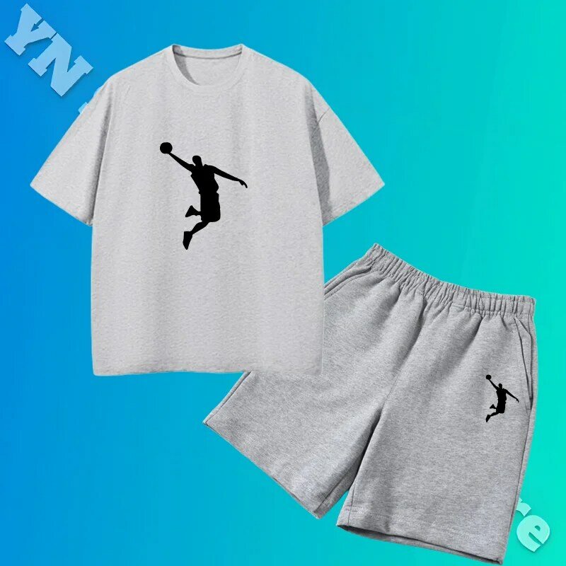 Conjunto de ropa informal para niños y niñas, camiseta de manga corta con estampado deportivo, Tops con pantalones cortos de playa, verano, 2024