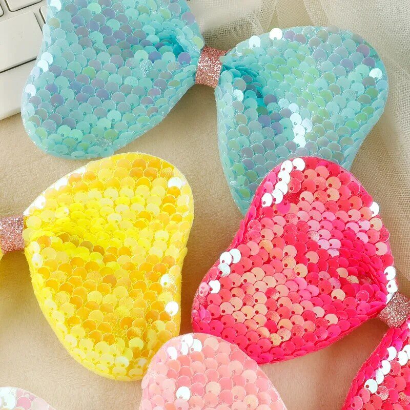 2024 New Embroidery Patches DIY Sequins Bow Flash No-adhesive Fabric Badges Hair Clips Headwear Emblem Clothing Bag Accessories