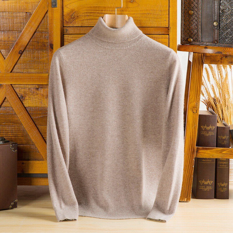 Morbido maglione di Cashmere abbigliamento da uomo dolcevita Pullover autunno primavera coreano popolare Casual lavorato a maglia recensioni lana di alta qualità