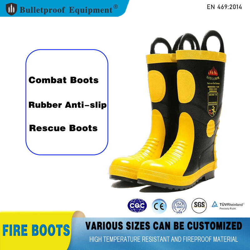 EU certification High Cylinder Emergency Rescue Boots Firefighter Combat Boots Fire Protection Boots Rubber Anti Slip Fire Boots