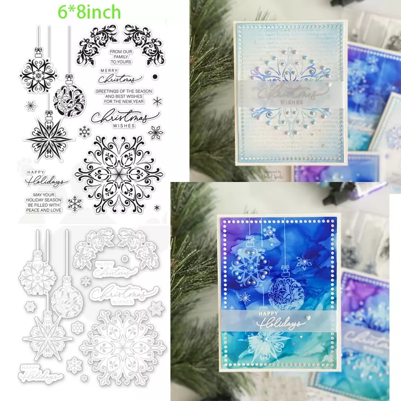 New 2022 arrival Snowman Snowflake Ornament Clear Stamp and Die for Card making Scrapbook Dec Christmas Gift Die Metal