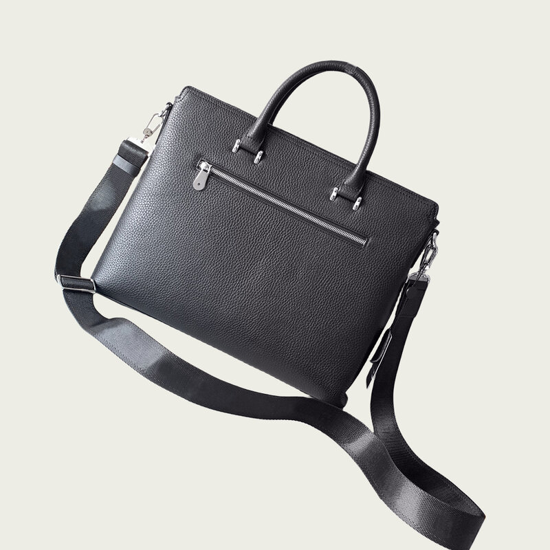 Męskie włoskie skórzane teczki ze skóry cielęcej modne biznesowe torby Crossbody torebki czarna torba na laptopa z ramieniem