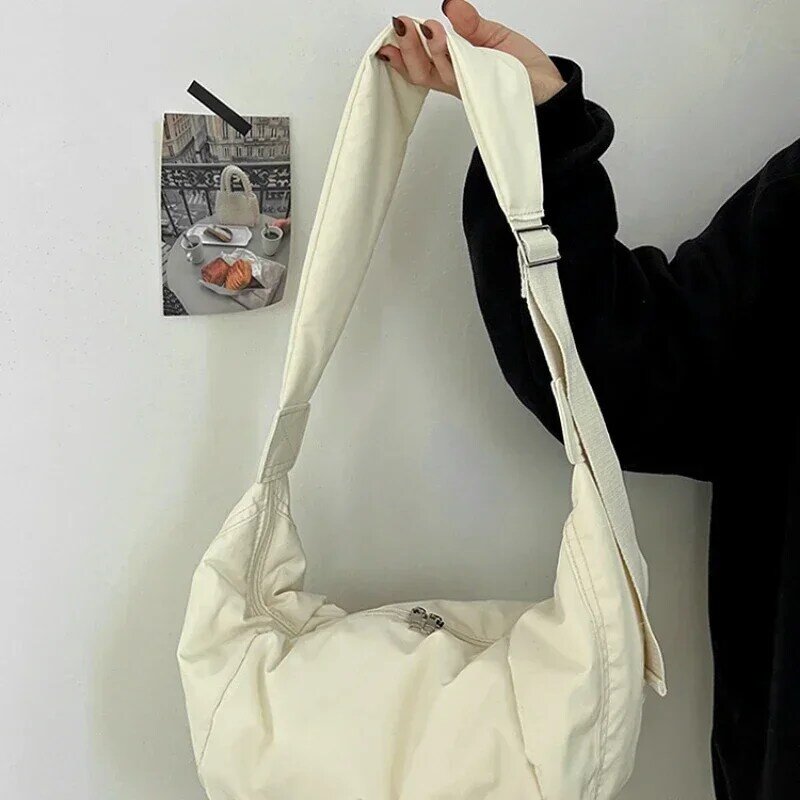 ISB01 moda donna borsa a tracolla a tracolla di grande capacità in cotone Casual semplice e Versatile