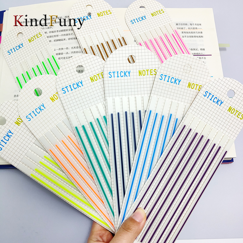 KindFuny 9 paczek 1440 długich karteczek markery lepkie rozświetlacze Morandi karteczka na notatki zakładki przezroczyste długie flagi stron zakładki