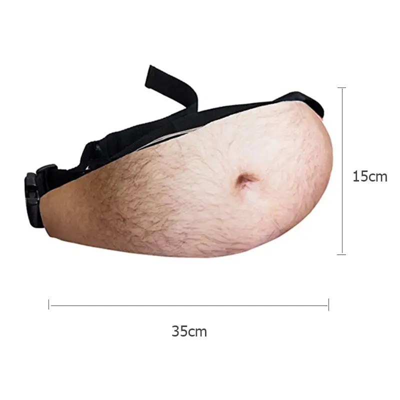 Bolsa de cintura de vientre 3D PU para hombres, bolsa de cintura de vientre de cerveza, bolsa de almacenamiento antirrobo para teléfono móvil de viaje, monedero de cinturón, novedad