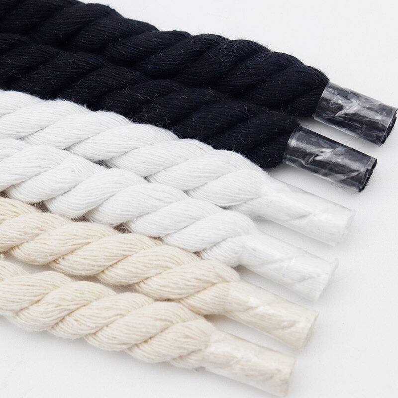Cordones de cuerda de cáñamo grueso de algodón y poliéster, 3 colores, 1cm, alta calidad, cuerda duradera de tres hebras, cordones tejidos, zapatos casuales, Air Queen