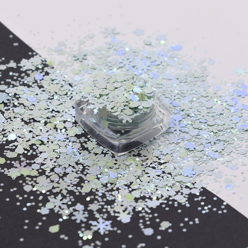 10 G/zak White Crystal Transparante Sneeuwvlok Losse Pailletten Pailetten Manicure Nail Art Craft Kerst Decoratie