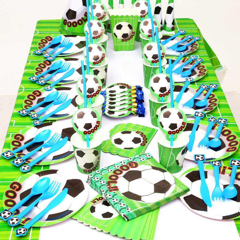 Set Perlengkapan Pesta Olahraga Sepak Bola untuk Dekorasi Selamat Ulang Tahun Sepak Bola Balon Foil Nomor Hijau Perlengkapan Anak Laki-laki