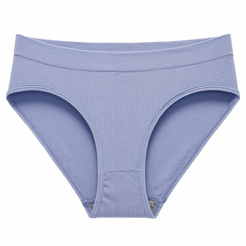 3PCS Women Seamless Mid Waist Briefs Ladies Threaded Panties Breathable Solid Color Underwear Underpants M/L/XL