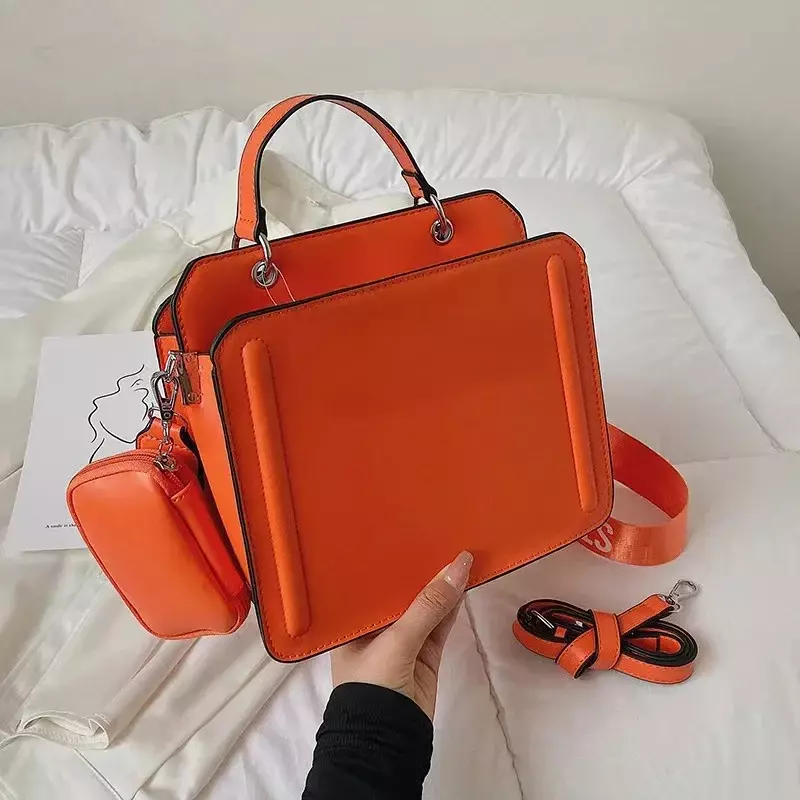 Женская модная квадратная сумка, сумка на одно плечо, большая сумка через плечо, Женский комплект из двух предметов, вместительная сумка
