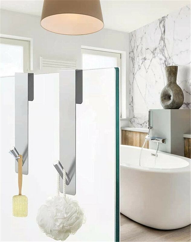 1PC/2PCS/4PCS Extended Shower Door Hook Bathroom Towel Hook-bathroom Door Hanging Hook Frameless Glass Shower Door