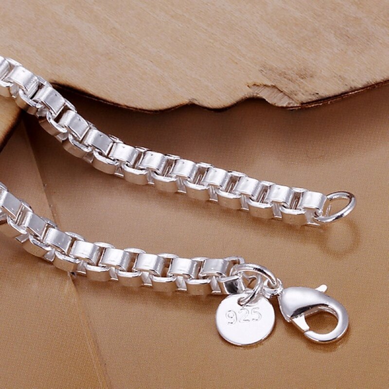 Prezzo di fabbrica gioielli color argento moda donna bracciali catena da 4MM simpatici regali da uomo per matrimoni spedizione gratuita