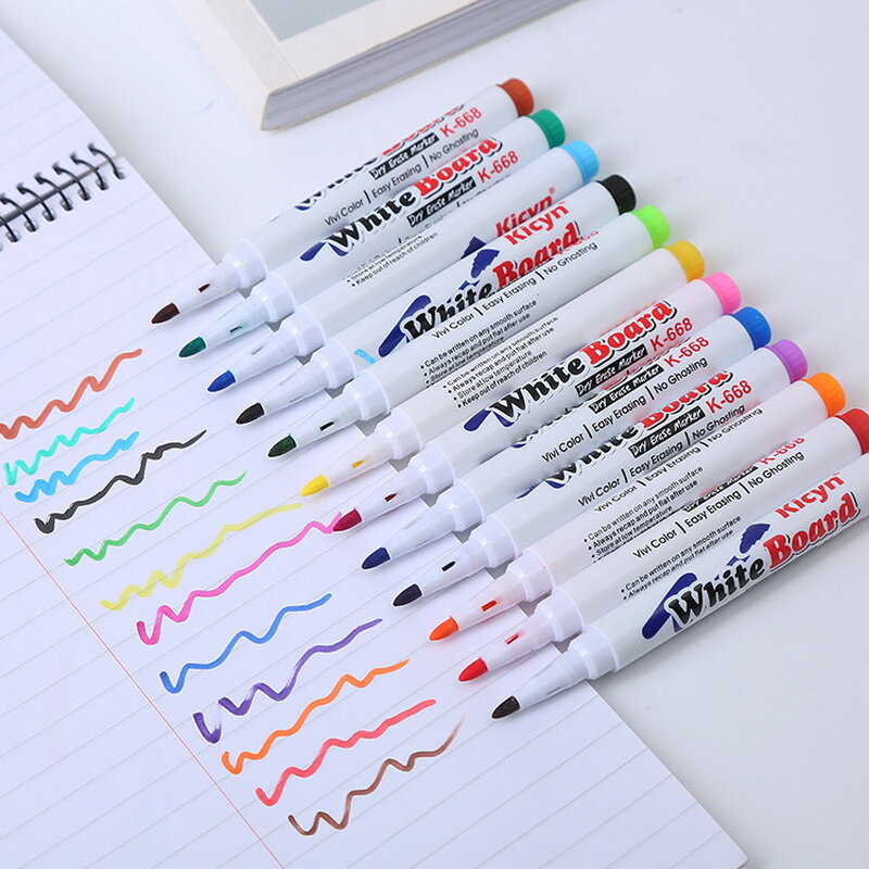 Knysna 12 Colors Whiteboard Marker Pen Erasable Colorful Marker Pens Liquid Chalk Pens School Office Writing Painting Stationary