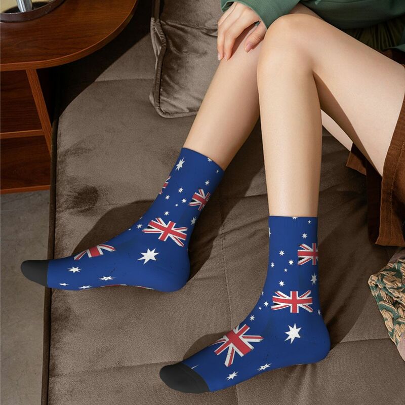 Australian National Flag Pattern Socks Male Mens Women Autumn Stockings Polyester