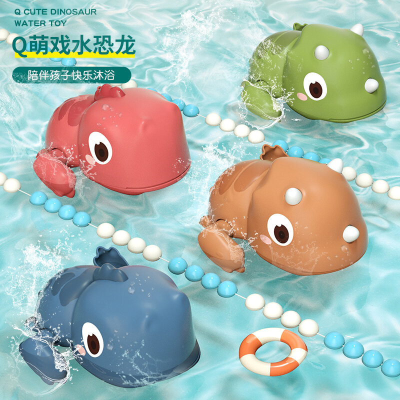 아기 물 체인 시계 태엽 장난감, 귀여운 만화 동물 공룡 수영 개구리, 상처 입힌 어린이 해변 장난감, 1 개