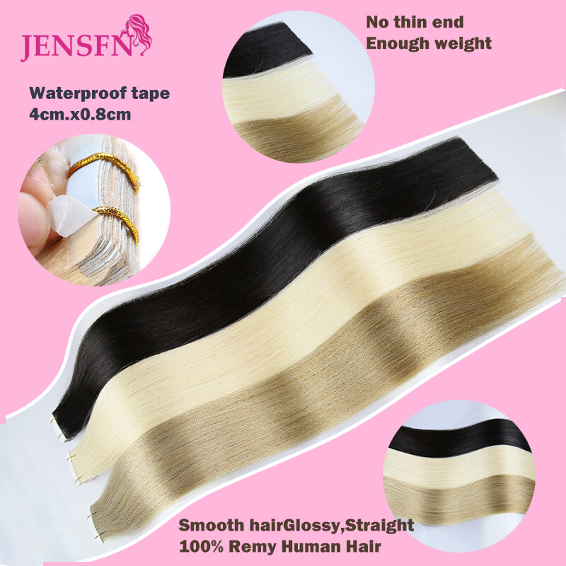 Tape In Extensions  100% Real Human Hair Remy Natural 16"-26"Inch 613 Color Straight Seamless  PU Skin Weft  Tape Ins for Salon