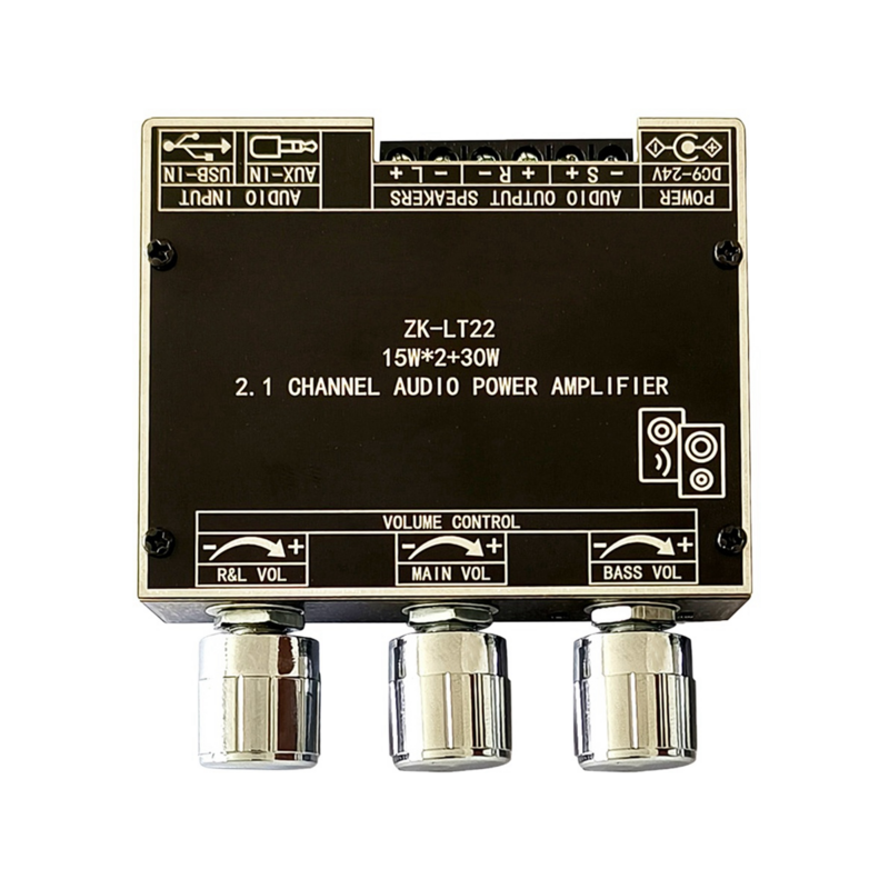 ZK-LT22 5.1 Bluetooth Power Amplifier Board Dual 15W 2.1 Channel Amplifier Board with 30W Subwoofer for Sound Box