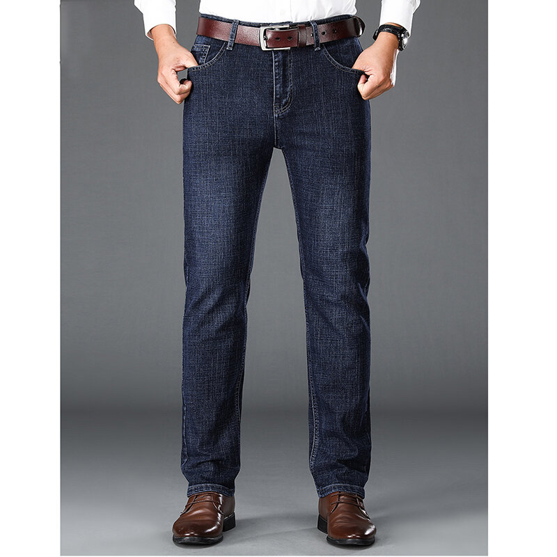 Calça jeans masculina solta com zíper, bolsos emendados, grande porte, calça casual com todos os fósforos, nova moda, primavera, outono, 2022