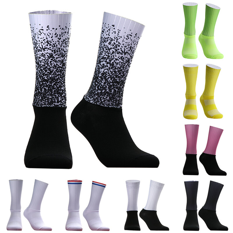 Нескользящие силиконовые бесшовные аэроноски, новые летние дышащие велосипедные носки для мужчин и женщин, дорожные велосипедные носки, велосипедные носки