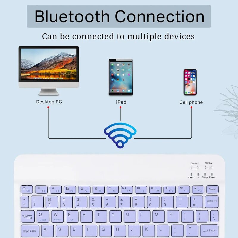 Miniteclado inalámbrico con Bluetooth para tableta, Mouse portátil de 10 pulgadas, BT, portugués, para iPad 7ª generación, Air 2, Huawei y Android