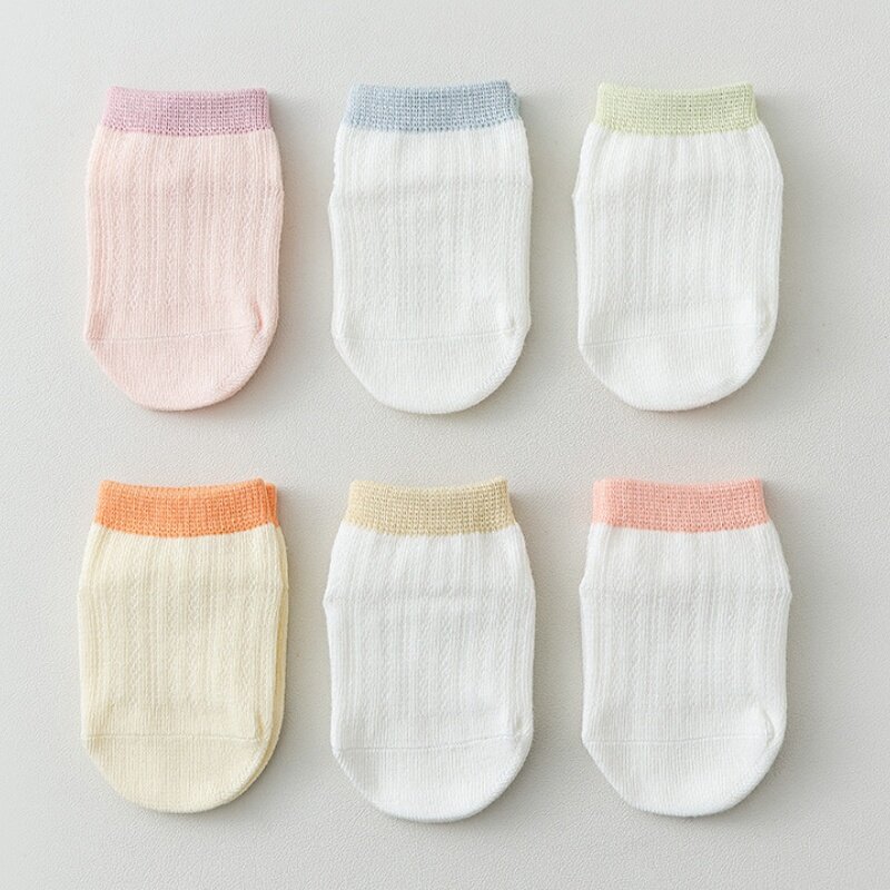 Calcetines de malla antideslizantes para bebé de 0 a 3 años, calcetín con estampado de Color puro, cómodo, seguro y diario, Verano