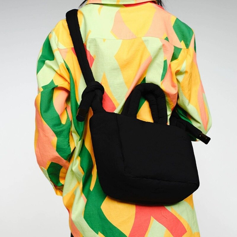 Женская хлопковая стеганая сумка с нейлоновой подкладкой, Мягкие Пуховые сумочки через плечо для женщин, дизайнерский тоут-мешок