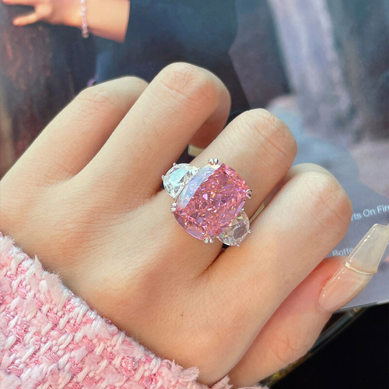 Невыцветающее роскошное классическое Кольцо Розового цвета, обручальное кольцо с цирконием, женская бижутерия, аксессуары