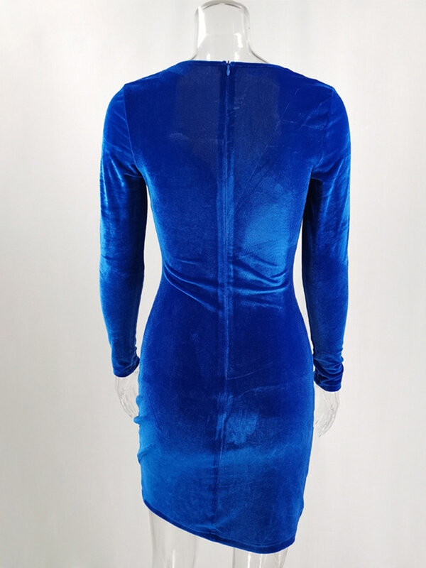 섹시한 여성 바디콘 드레스, 여성 의류 섹시한 클럽 복장 클럽웨어 벨벳 드레스 블루 슬립 드레스 신상품 2022 봄