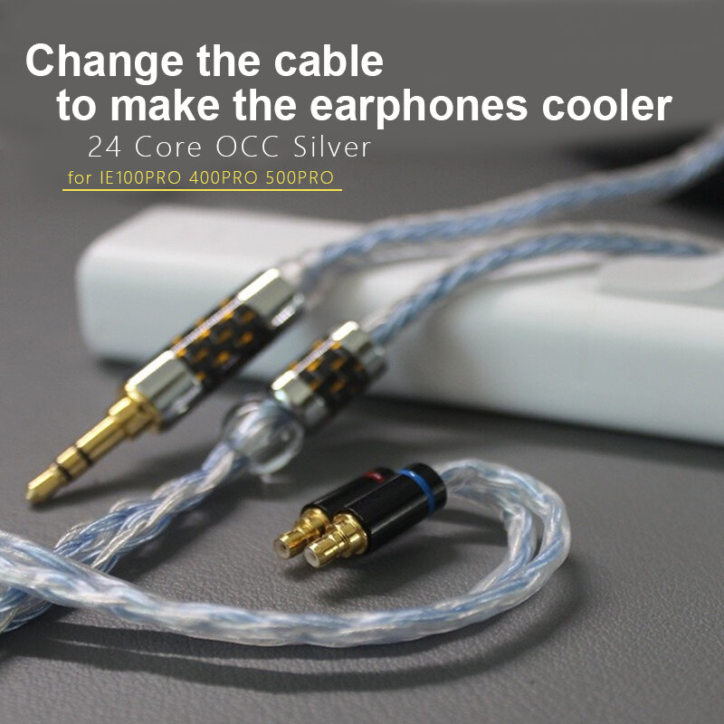 4.4mm IE100 pro IE500pro IE400 Balance Cable OCC Balanced Earphones Silver Plated Upgrade 2.5 3.5mm With MIC 24 Core