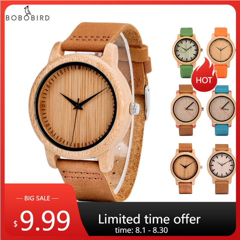 Bobo Vogel Hout Horloge Voor Mannen En Vrouwen Unisex Lichtgewicht Handgemaakte Quartz Aangepaste Bamboe Horloges 2023 Gratis Verzending