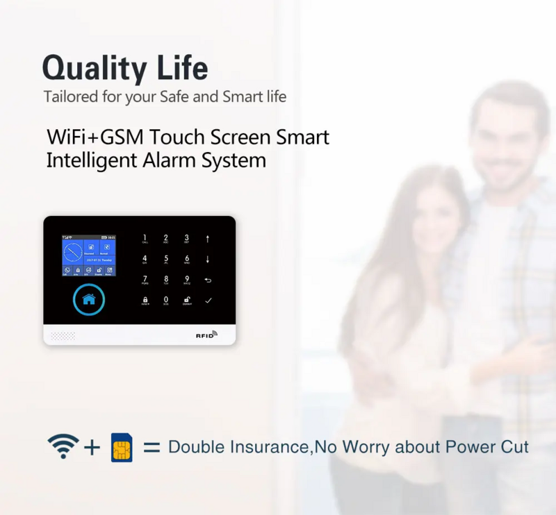 Dispositivo de segurança doméstica sem fio, sistema de alarme inteligente, Wi-Fi, controlado pelo aplicativo Smart Life, Tuya, trabalhando em Tuya, PGST-103, 4G
