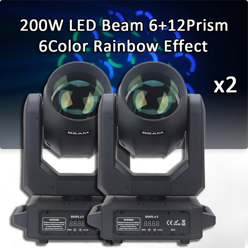 2 pz/lotto LED Moving Head Light 200W Beam + Spot + 6 + 12 prismi rotanti Dj Dmx Stage Light Party Effect Light Disco Dj Bar