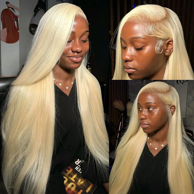 Lumiere-Perruque Lace Closure Brésilienne Naturelle, Cheveux Lisses, Blond Miel, 4x4, 13x4, 613 HD, 30 Pouces, pour Femme