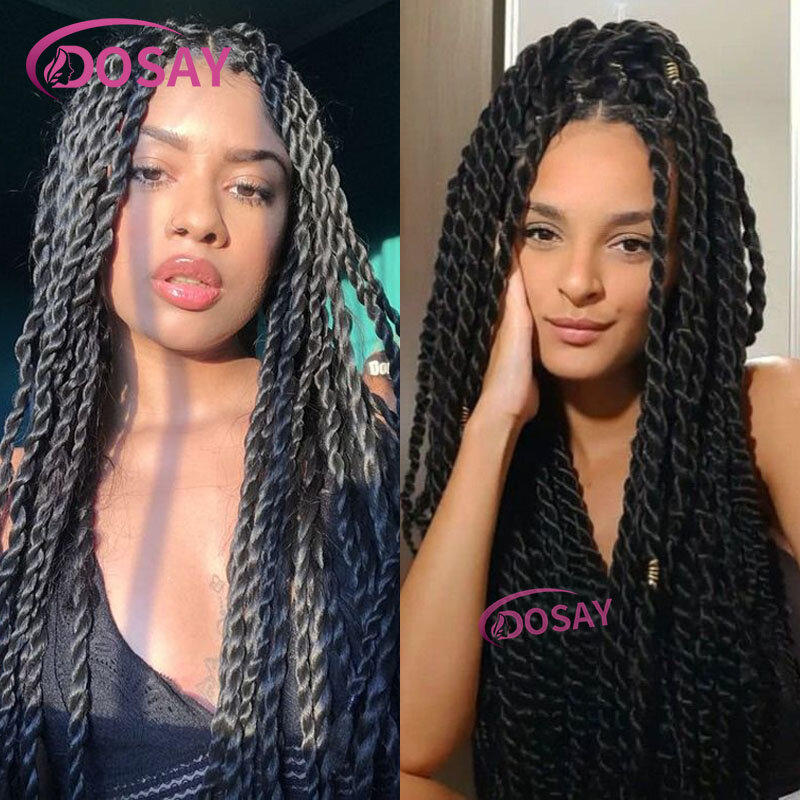 Dosay Full Lace Frontal Wig for Women Senegalese Twist Wig Knotless Braided Wigs Transparent Lace Pre Plucked with Baby Hair 26"
