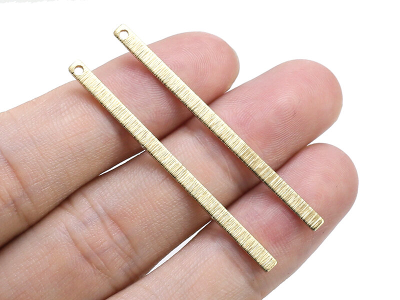 Texturizados Brass Stick Charme para Fazer Jóias, Rectangle Bar Charme, Resultados Brinco, 46.7x2.6x1mm, R1688, 20Pcs