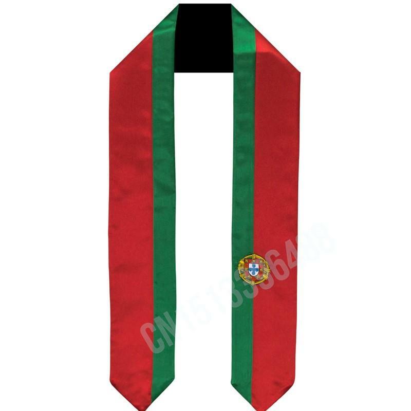 Bufanda con estampado de bandera de Portugal, faja de graduación, estola de estudio internacional en el extranjero, accesorio de fiesta Unisex para adultos