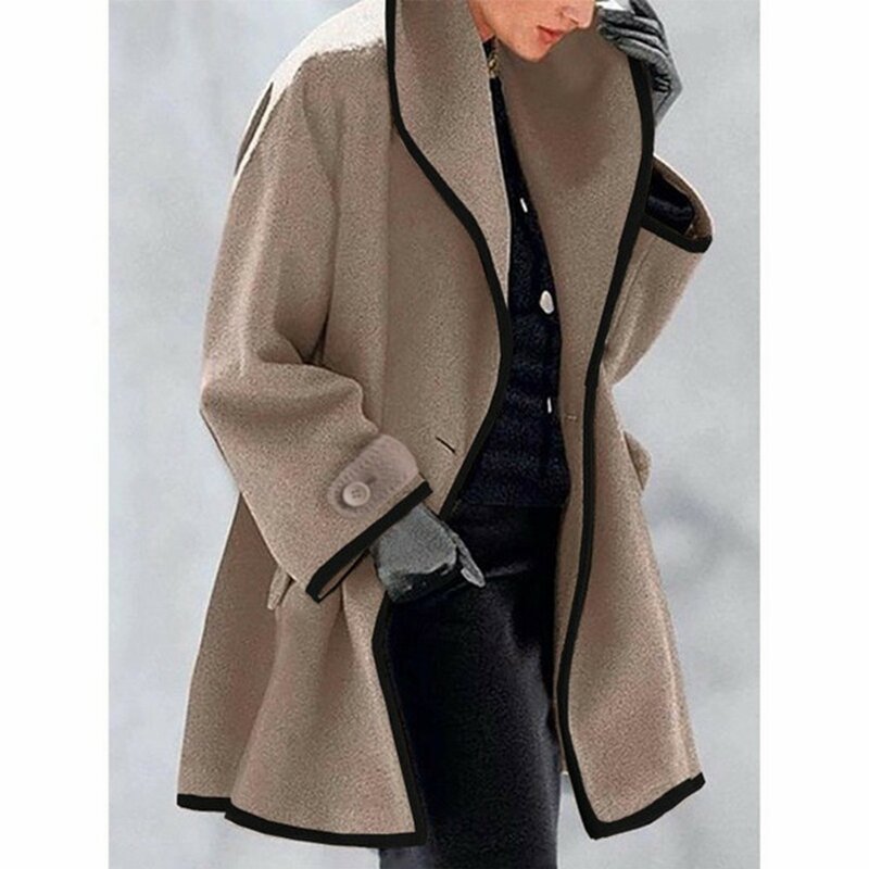 Женское шерстяное Свободное пальто с капюшоном и круглым вырезом