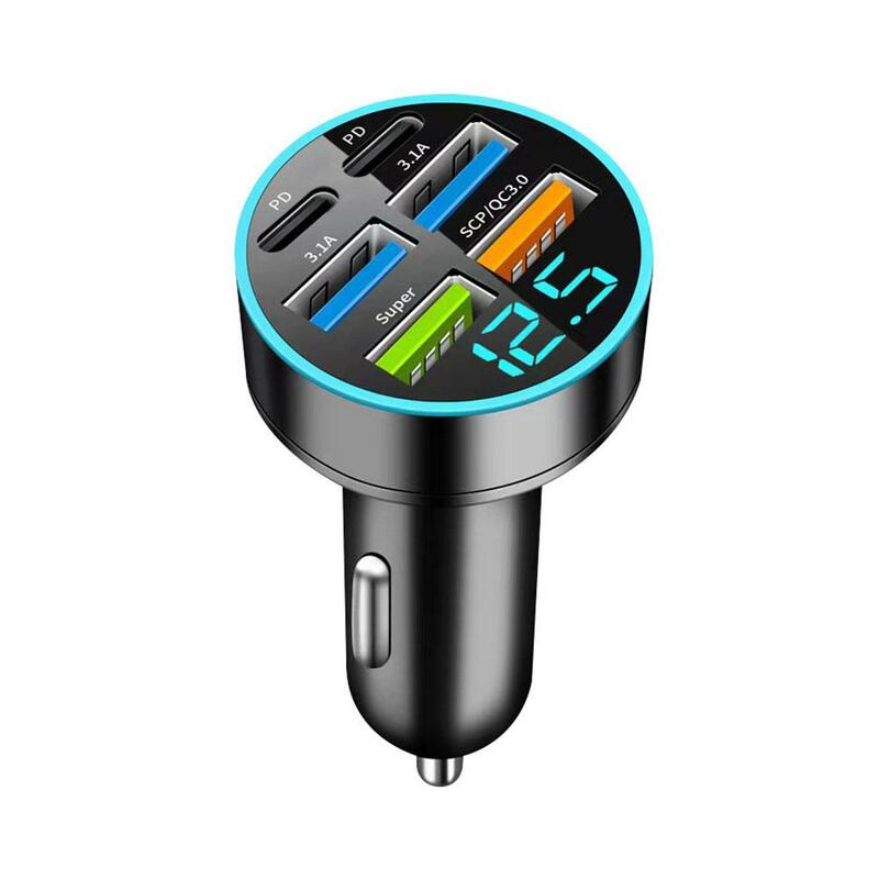 New Digital Display Car With 4usb Car Charger 66w Fast Phone Head Mobile Charging PD Phone Adapter Car Mobile Charging