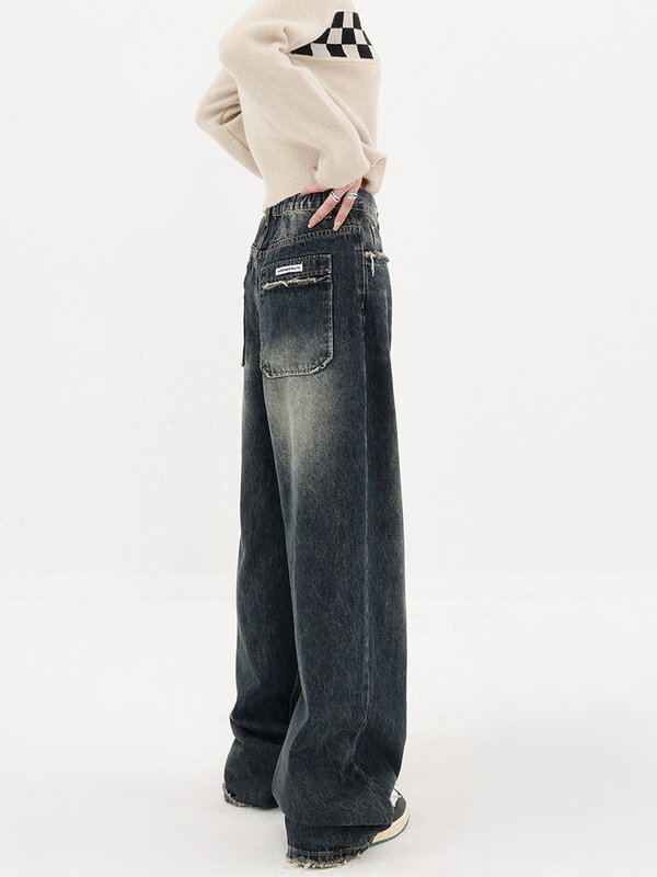Jeans a vita alta da donna estate stile Harajuku retro street sciolto gamba larga tubo dritto sottile jeans larghi Y2K pantaloni larghi