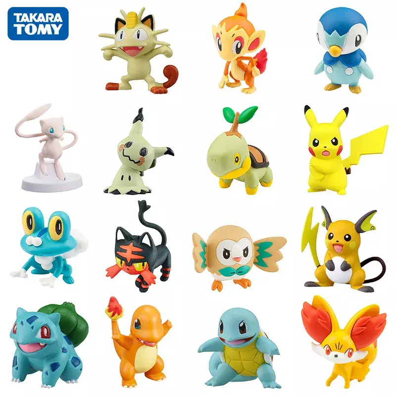 TAKARA TOMY-figuras de acción de Pokémon, muñecos de 4-6cm, Charmander, Popplio, Litten, Pikachu, Rowlet, Treecko, Eevee, Fennekin, Greninja