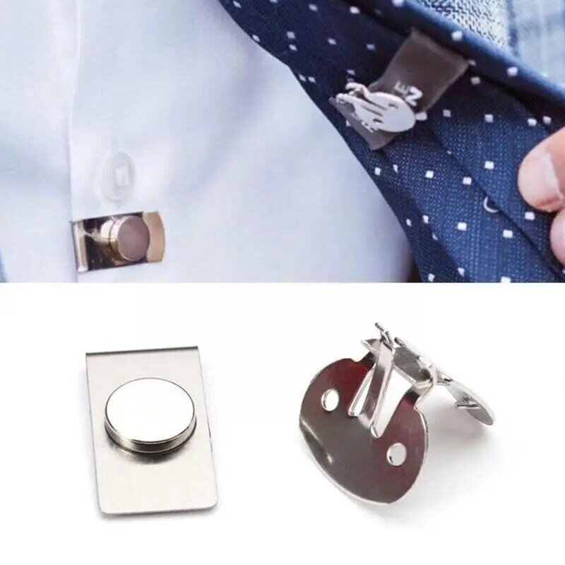 Ukryty krawat stały niewidoczny stalowy magnes automatyczny spinka do krawata adsorpcji dla mężczyzn kobiet akcesoria Q2J3
