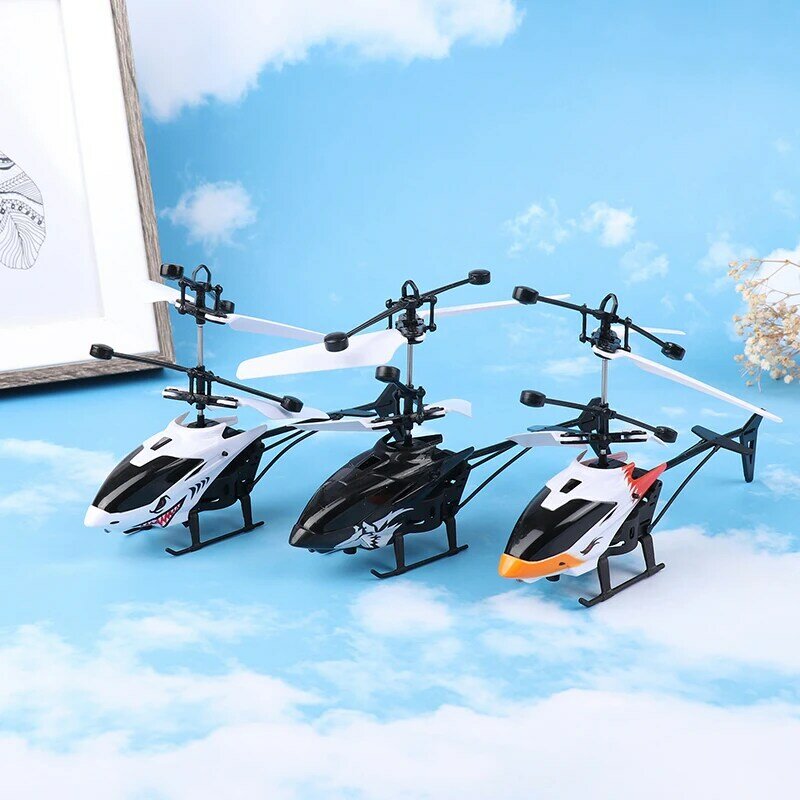 2 Kanalen Afstandsbediening Vliegtuig Helikopter Mini Drone Oplaadbare Valbestendige Inductievliegtuig Kinderen Elektrisch Speelgoed